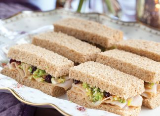 Smoked Turkey and Brussels Sprouts Slaw Tea Sandwiches