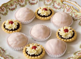 Mini Strawberry-Chocolate Tartlets Rosewater-Almond Bonbon Cookies