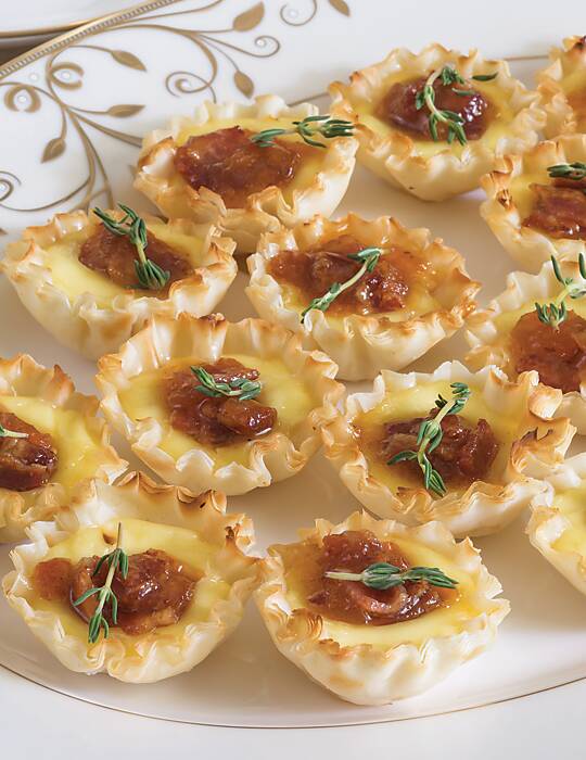 Apricot-Bacon-Brie-Phyllo-Tartlets