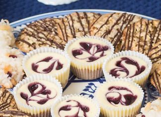 Mini Blueberry-Swirl Cheesecakes