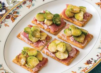 Brussels Sprout–Pancetta Canapés with Apple Cider Gastrique