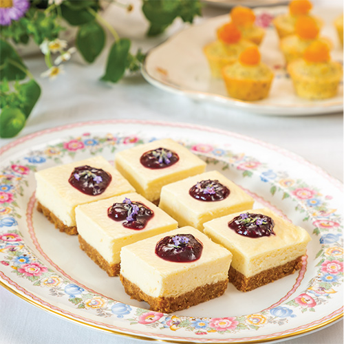 Berry-Lavender Cheesecake Squares Featured In TeaTime Magazine March April 2022