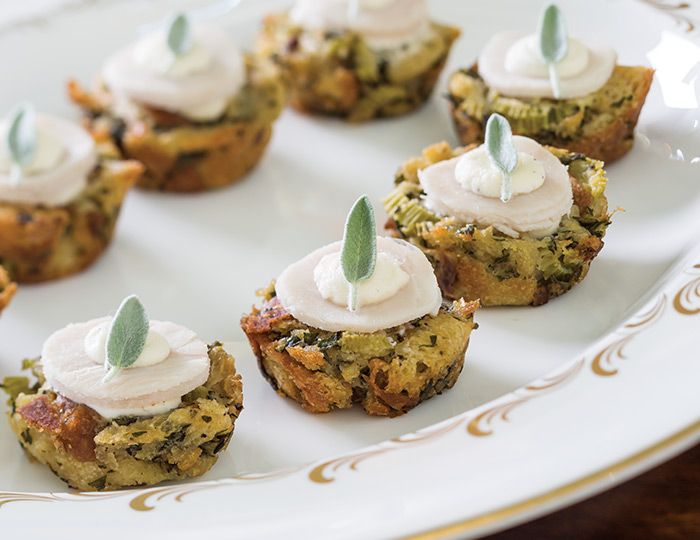 Turkey and Stuffing Canapes