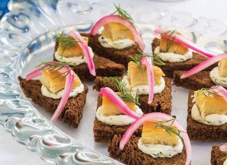 Smoked Trout Toasts with Pickled Red Onion